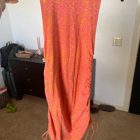 MOTEL ARDILLA MINI DRESS TRIPPY WAVE TANGERINE / PINK - Picture 5 of 6